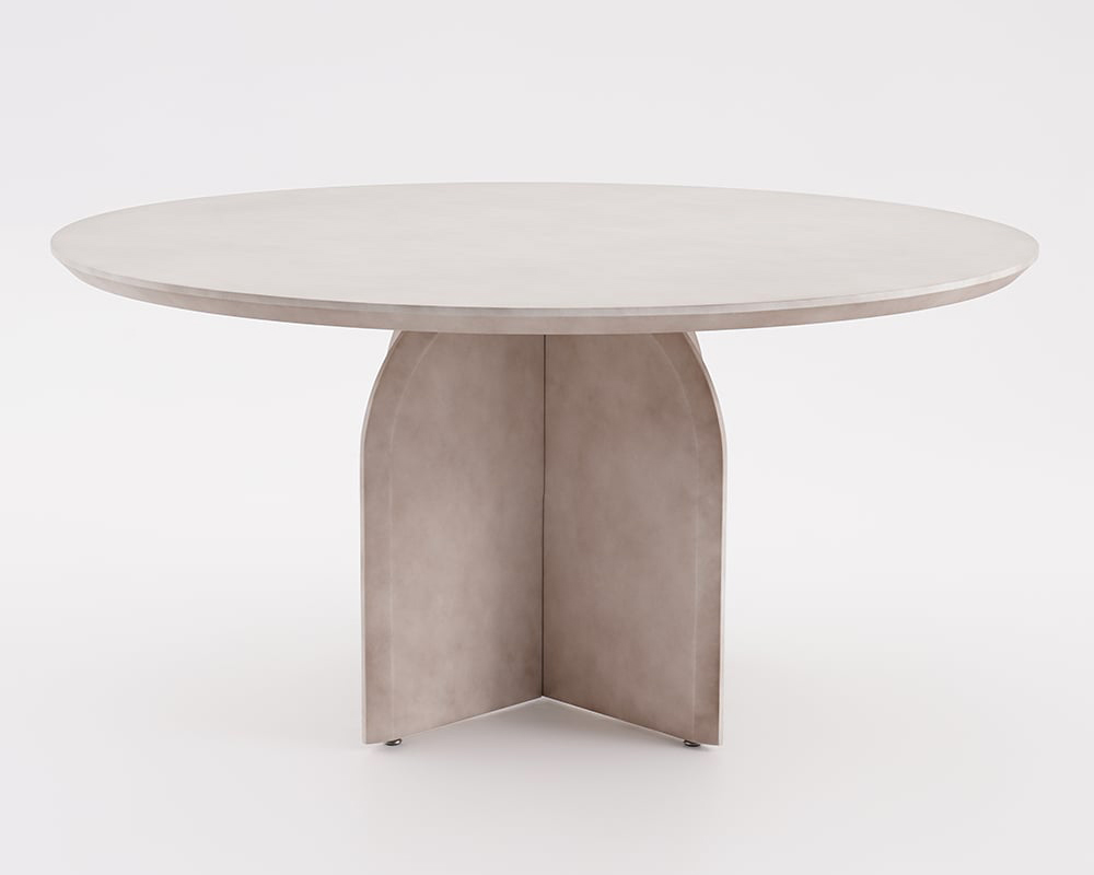 HMR Modern Wood Round Dining Table - Gray, 59.1" (Seats 6-8 People)