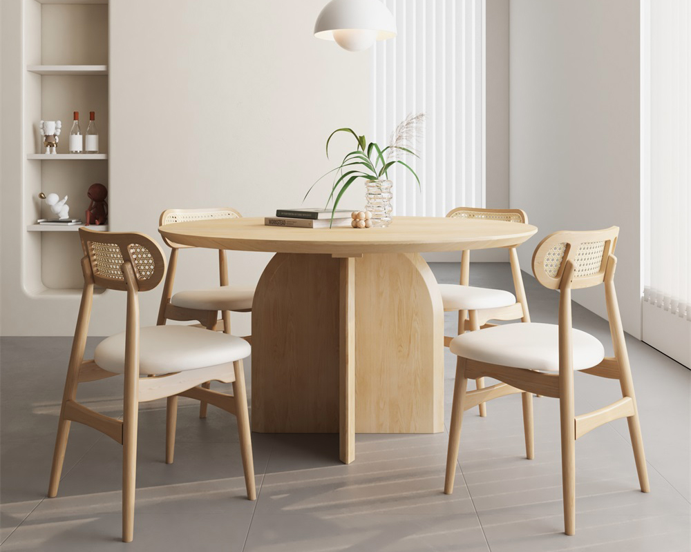 HMR Modern Wood Round Dining Table - Natural, 39.4 (Seats 2-4 People)