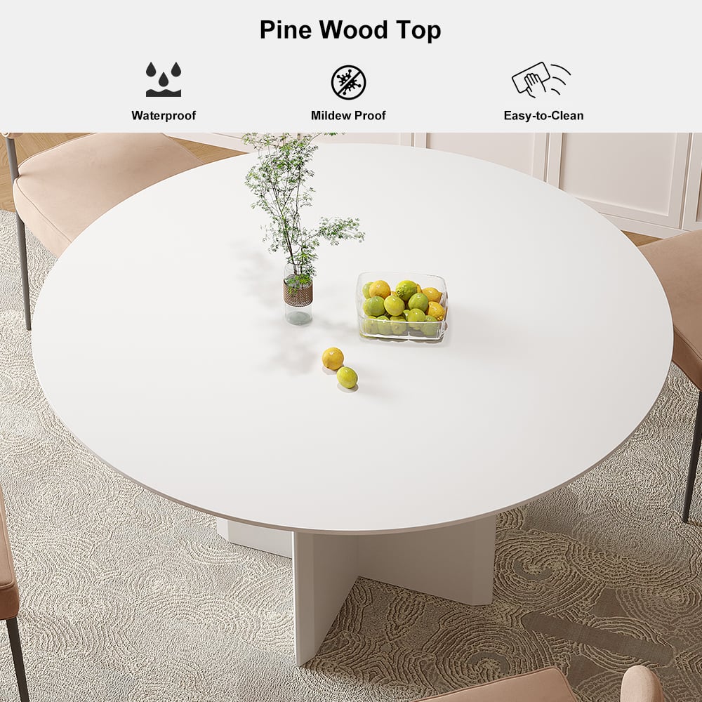 HMR Modern Wood Round Dining Table - White, 39.4 (Seats 2-4 People)