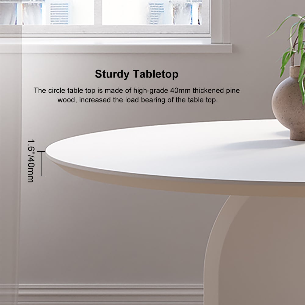 HMR Modern Wood Round Dining Table - White, 39.4 (Seats 2-4 People)