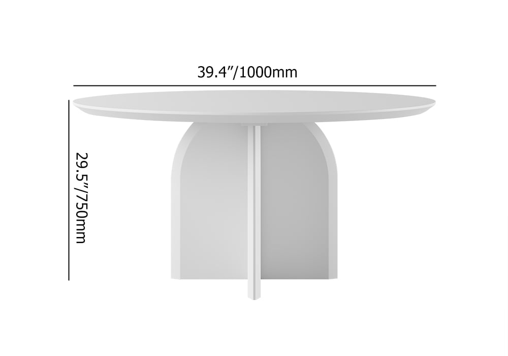HMR Modern Wood Round Dining Table - White, 39.4 (Seats 2-4 People)