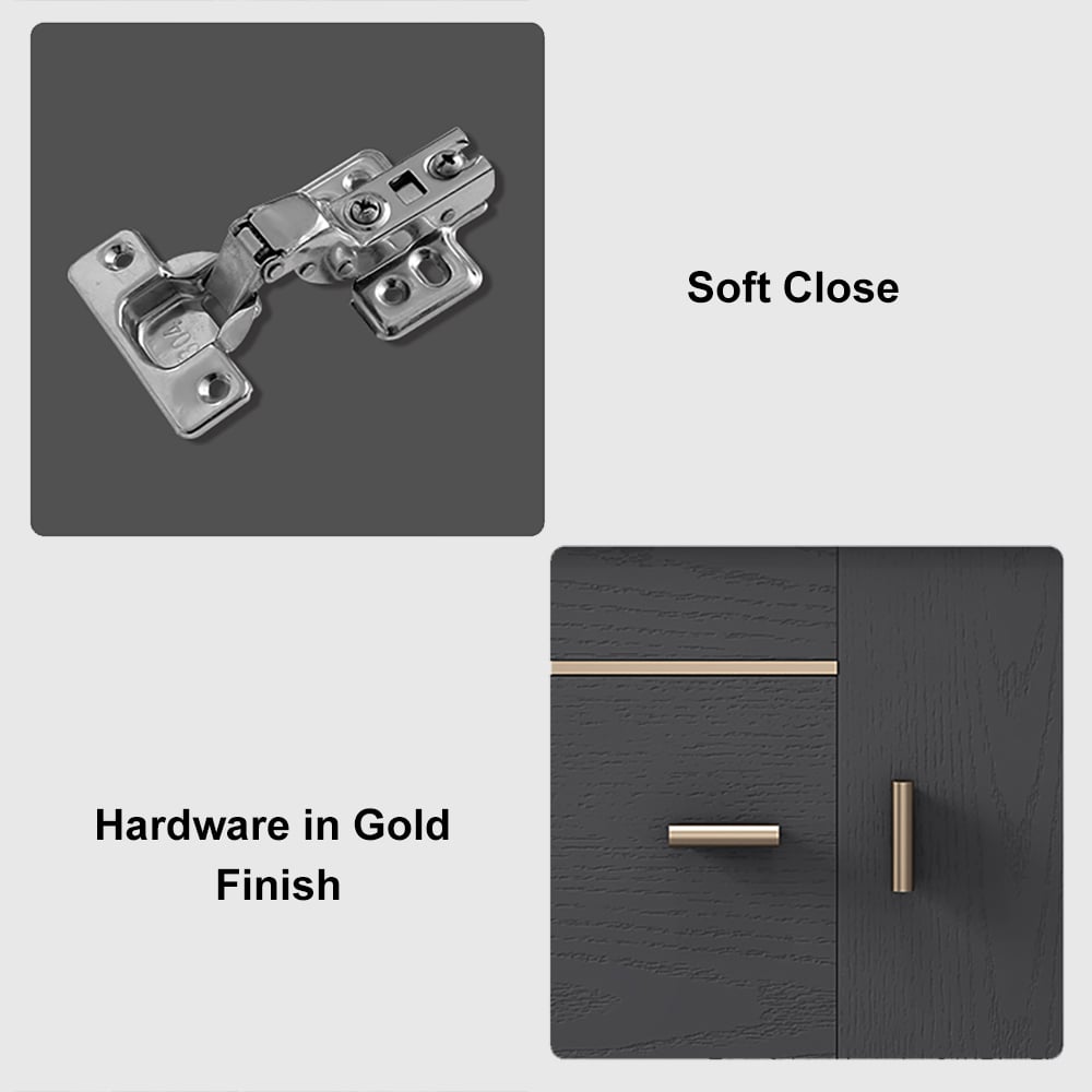 HMR - Bathroom Vanity Set 23.6" Modern Floating Sintered Stone Bathroom Vanity Black with Sink