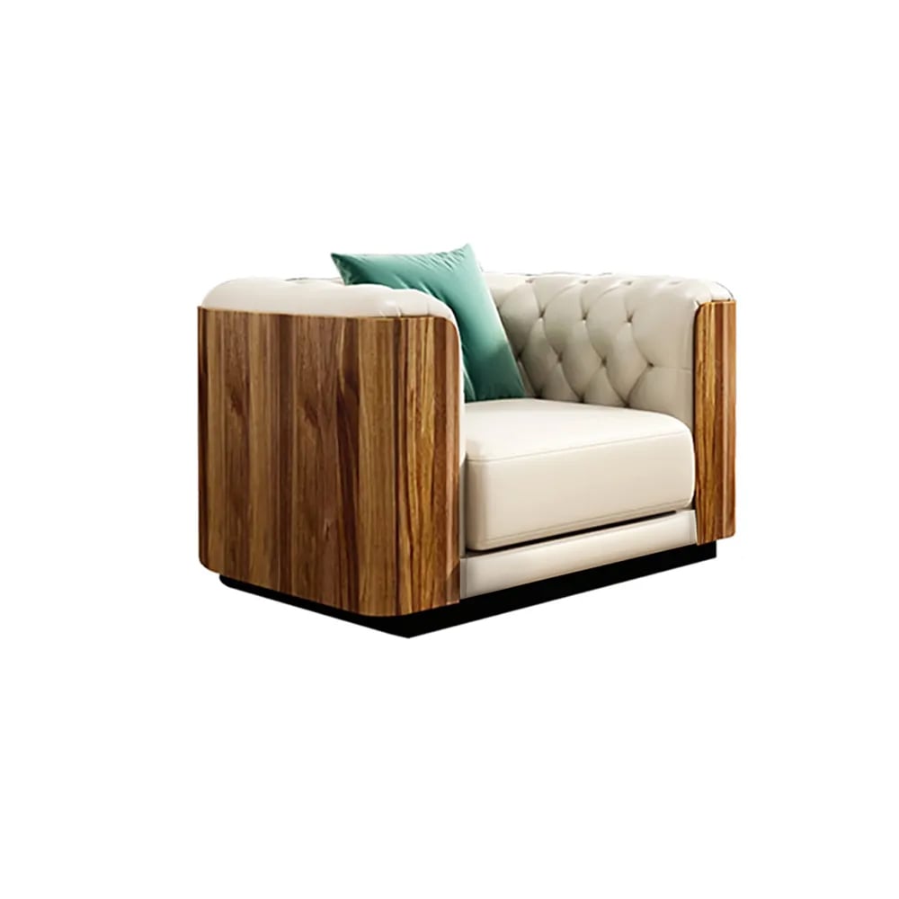 HMR - Wovent Modern Beige Faux Leather Tufted Sofa & Loveseat Living Room Set of 3