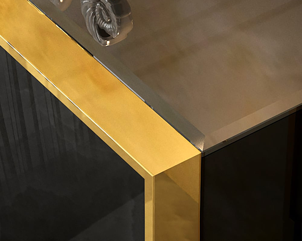 HMR Cylina Series 59.1" Modern Wood Buffet & Sideboard with 3 Drawers & 2 Doors - Black