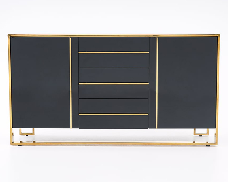 HMR Cylina Series 59.1" Modern Wood Buffet & Sideboard with 3 Drawers & 2 Doors - Black