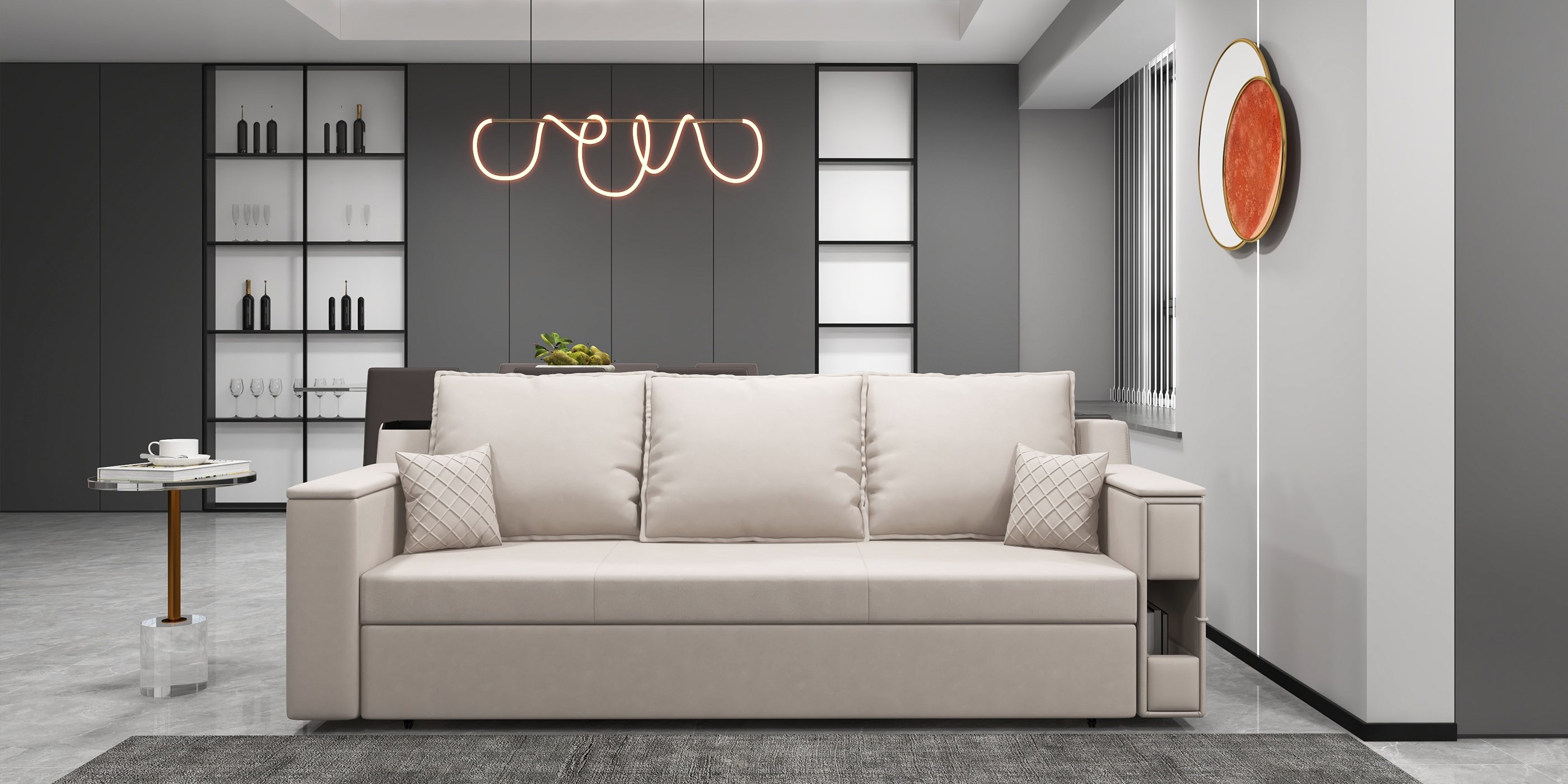 HMR - 3D Metal Wall Decor Overlapping Round in White and Brown