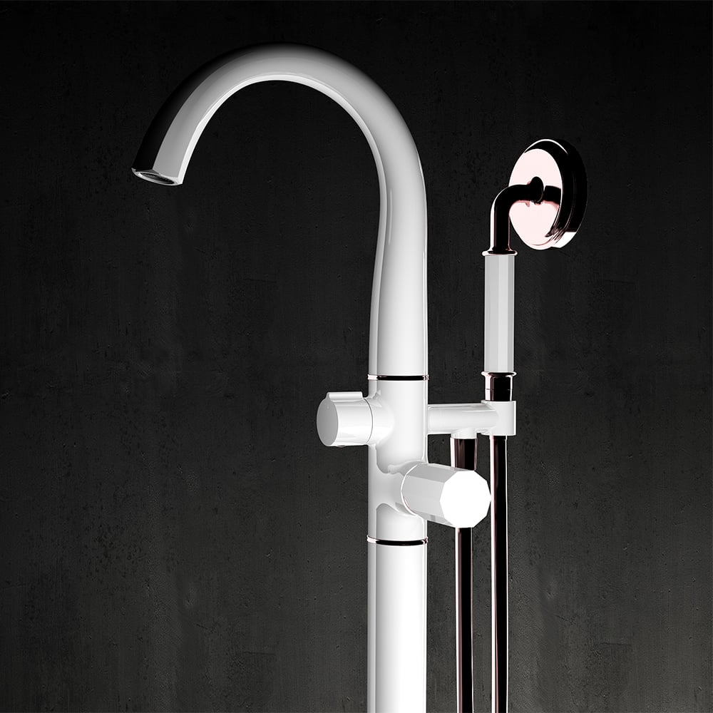 HMR - Missic Freestanding Tub Filler Faucet with Handheld Shower Solid Brass