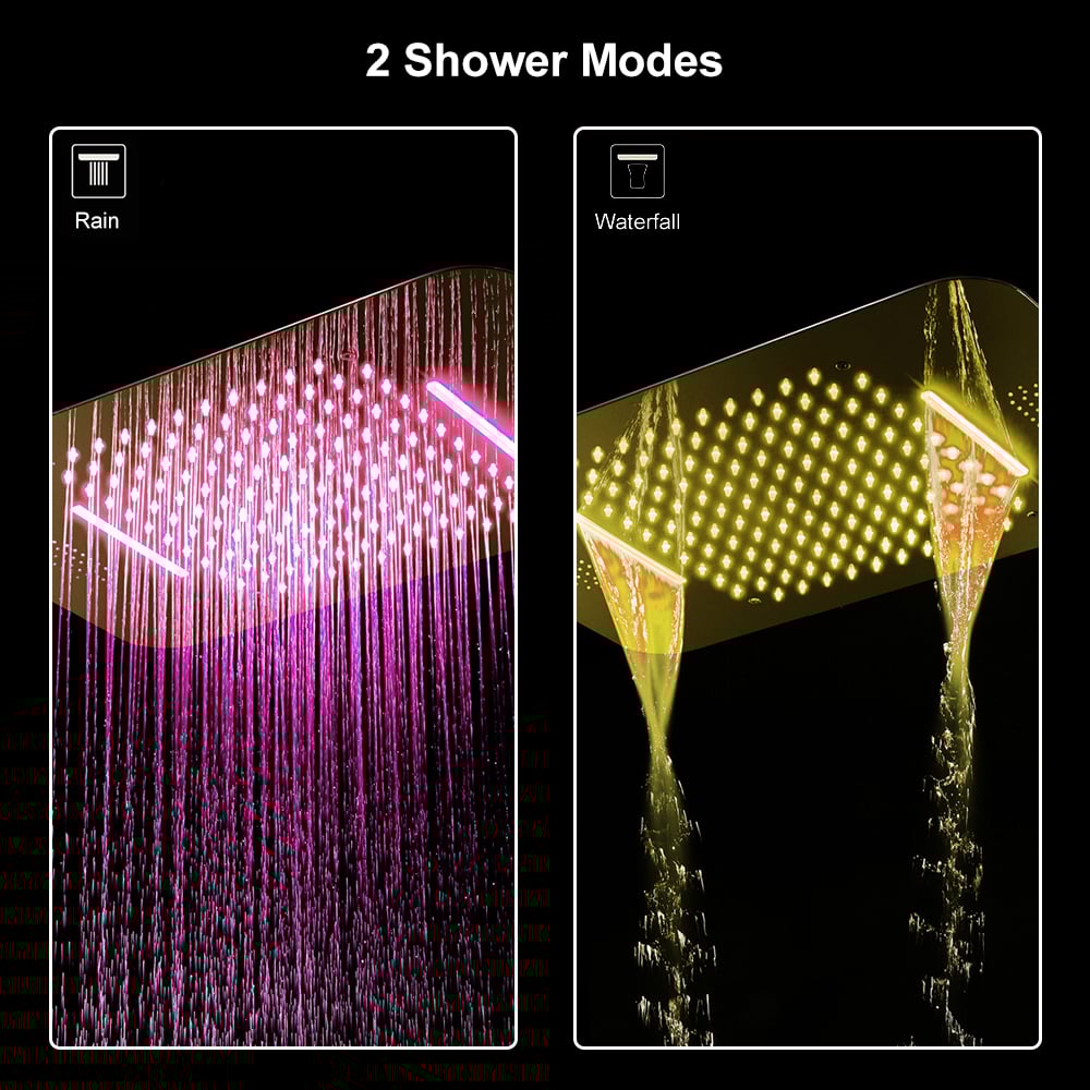 HMR Wall-Mounted 23" Thermostatic Shower System 4 Functions - Gold