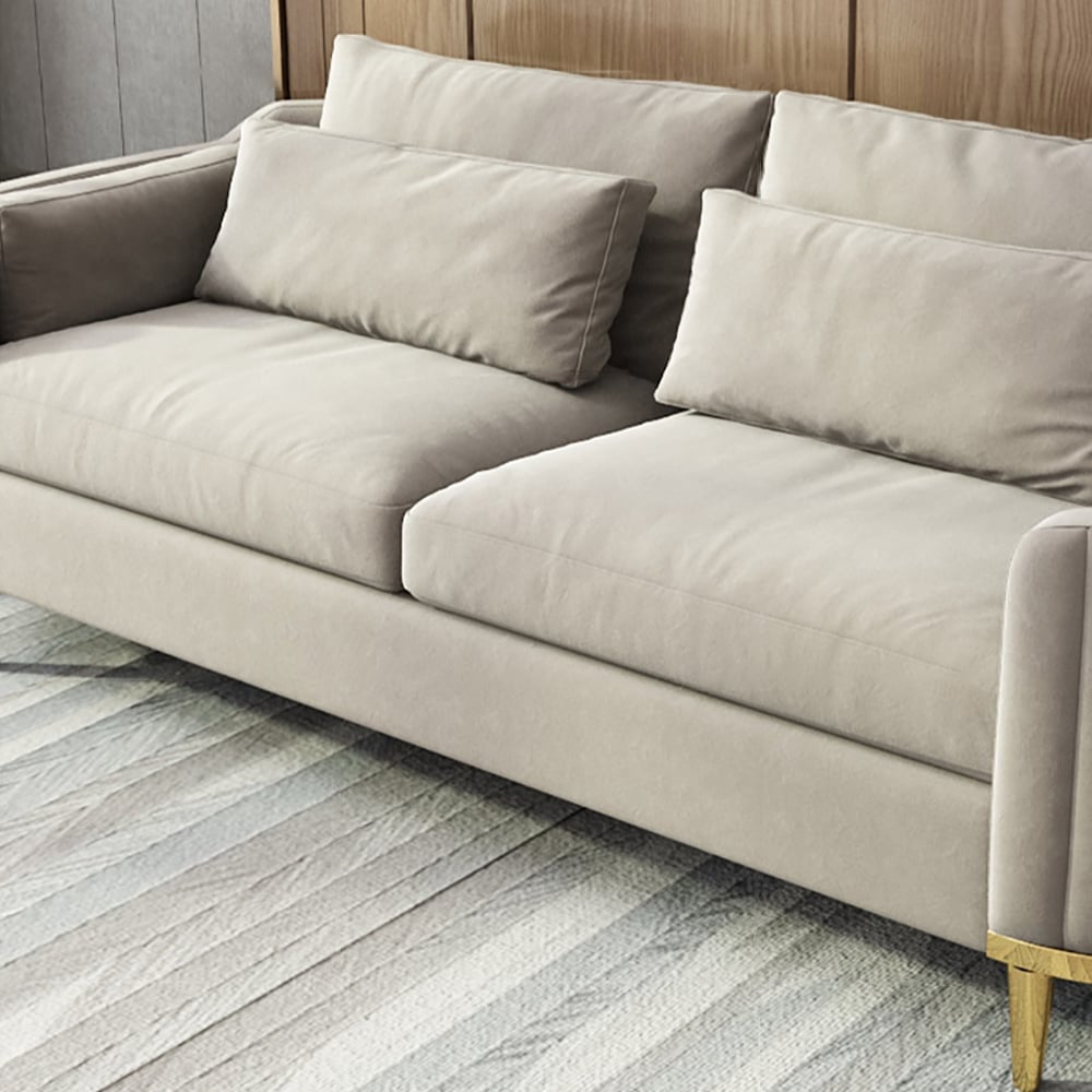 HMR - Modern Living Room Sets Gray Velvet Upholstered Chair & Loveseat & Sofa 3-Pieces