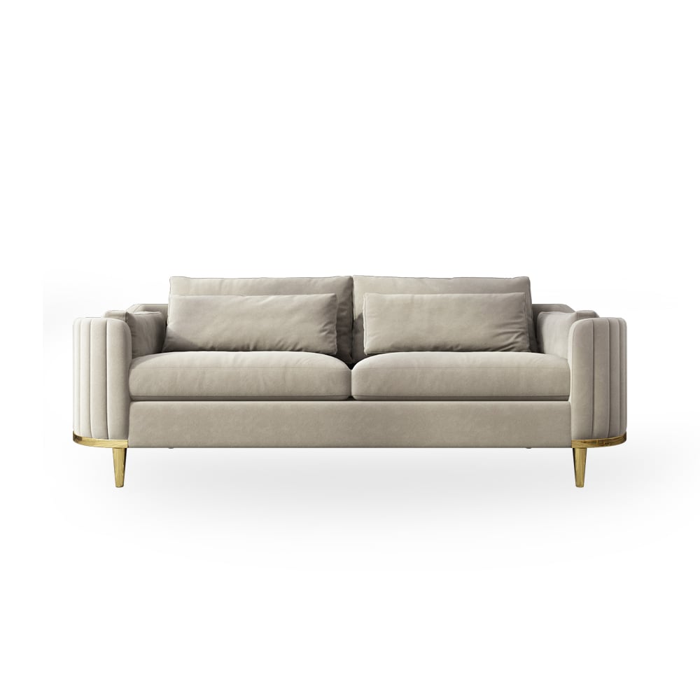 HMR - Modern Living Room Sets Gray Velvet Upholstered Chair & Loveseat & Sofa 3-Pieces