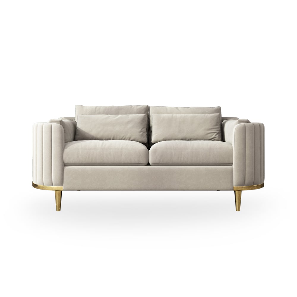 HMR - Modern Living Room Sets Gray Velvet Upholstered Chair & Loveseat & Sofa 3-Pieces