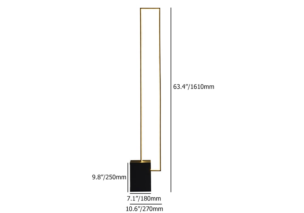 HMR - Metal LED Floor Lamp Rectangular Standing lamp with Black Base