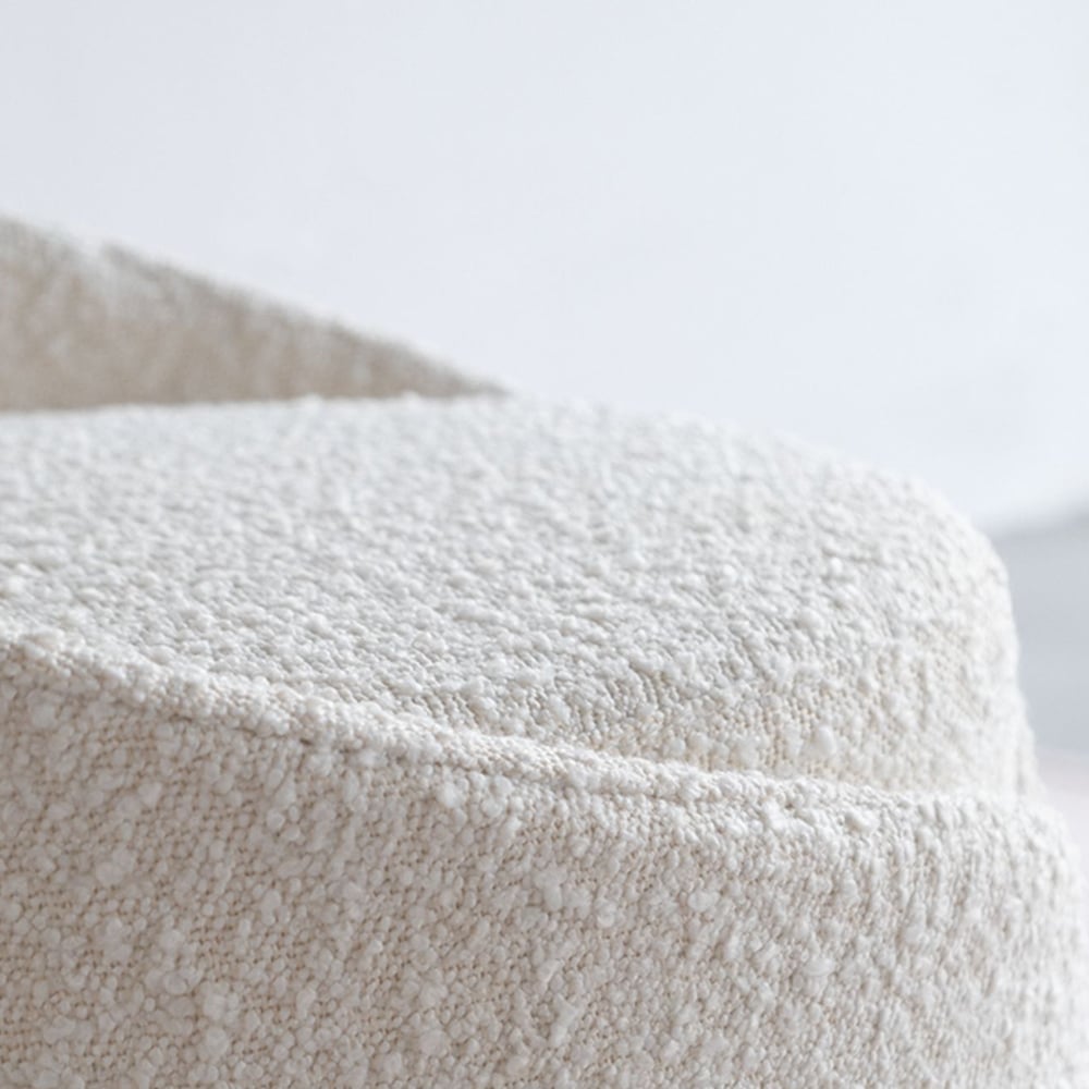 HMR - Modern White Round Lamb Wool Vanity Stool with Backrest