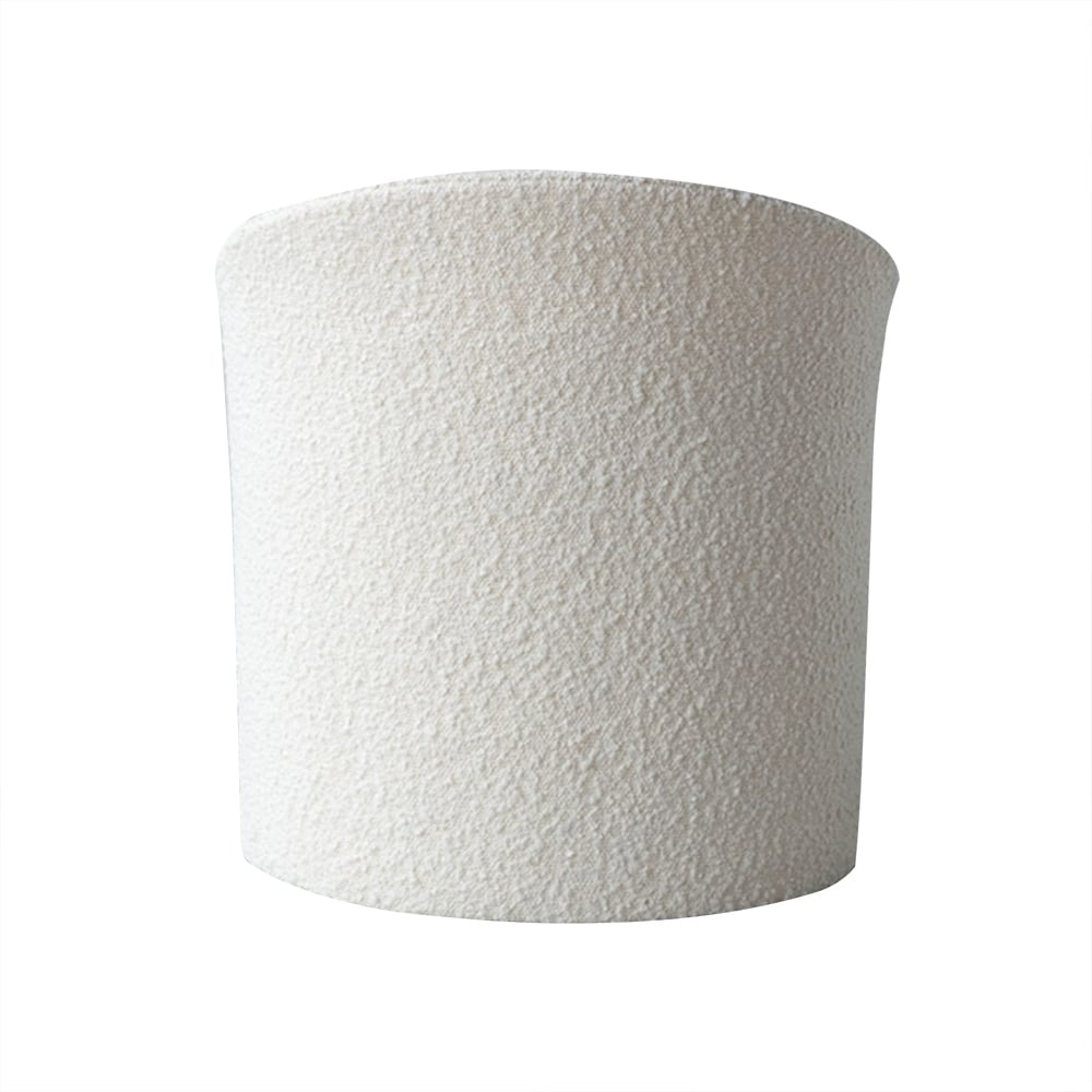 HMR - Modern White Round Lamb Wool Vanity Stool with Backrest