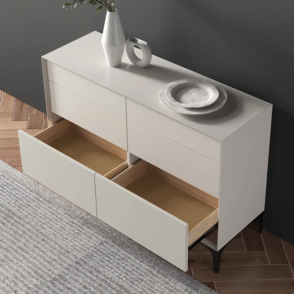 HMR - 47.2" Minimalist Off White Dresser Accent 6-Drawer Cabinet