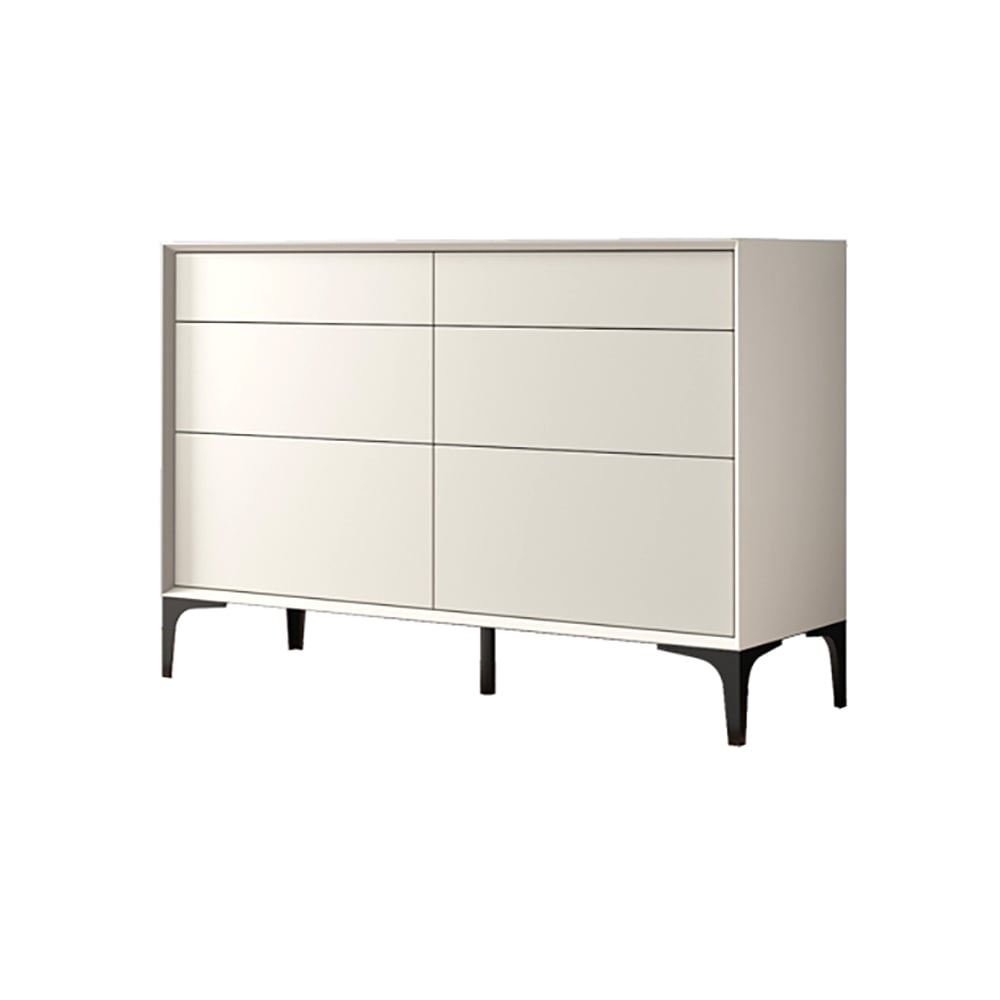 HMR - 47.2" Minimalist Off White Dresser Accent 6-Drawer Cabinet