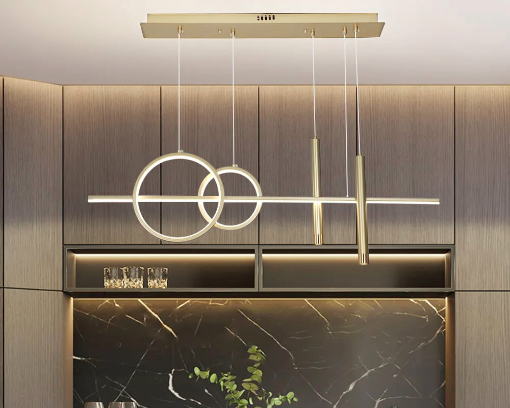 HMR Geometric Kitchen Island Light Metal Pendant Light - Gold
