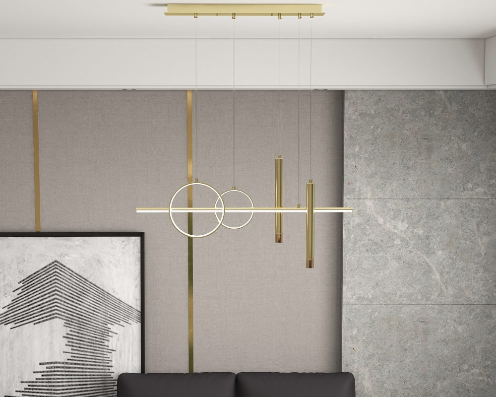 HMR Geometric Kitchen Island Light Metal Pendant Light - Gold