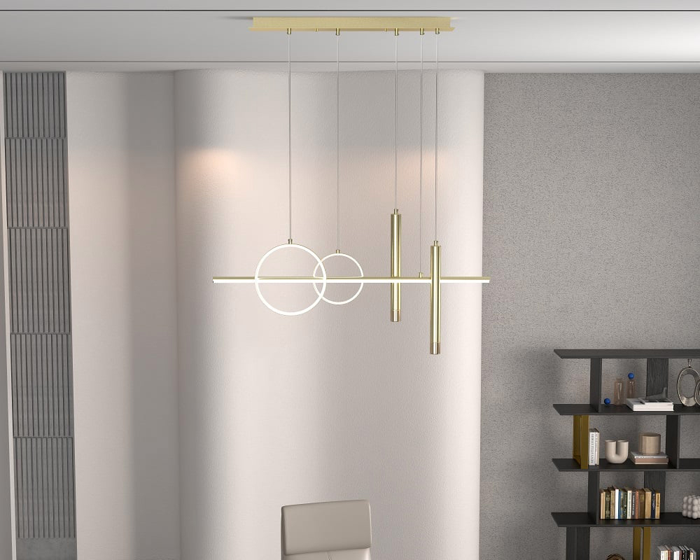 HMR Geometric Kitchen Island Light Metal Pendant Light - Gold