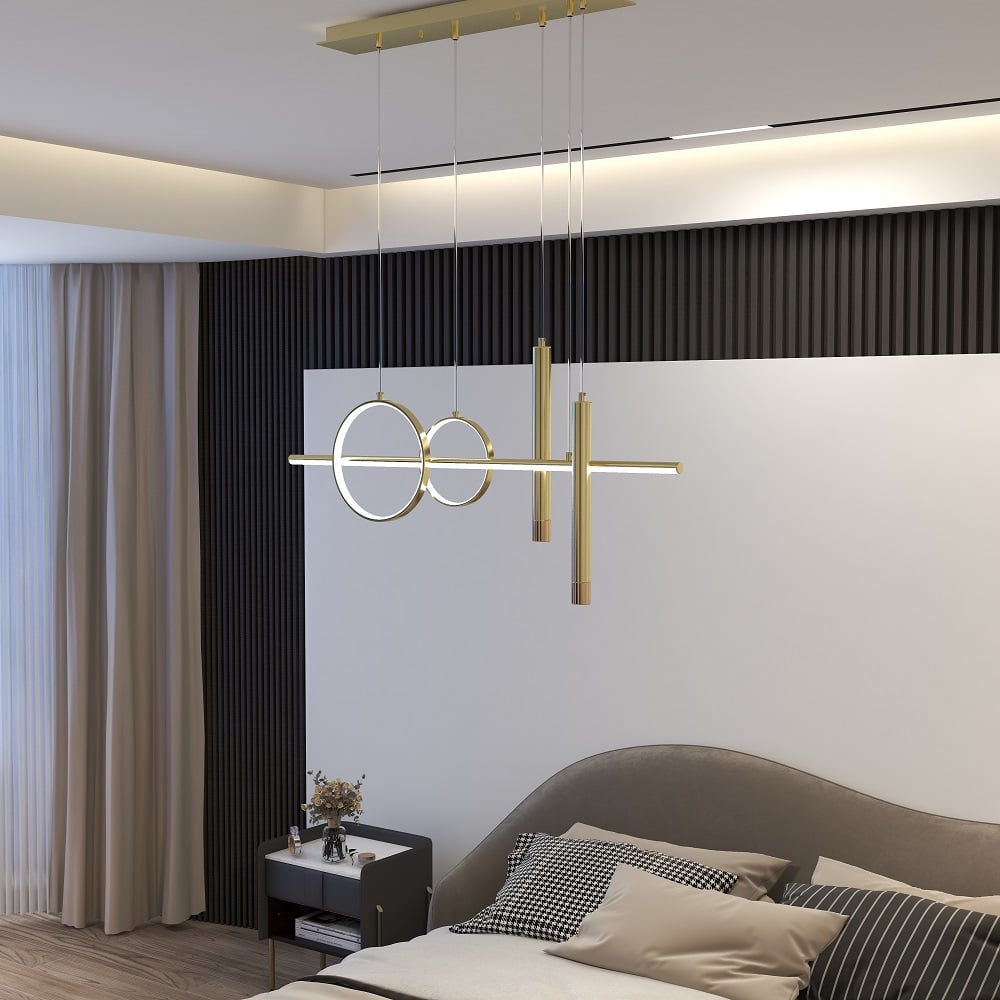 HMR Geometric Kitchen Island Light Metal Pendant Light - Gold