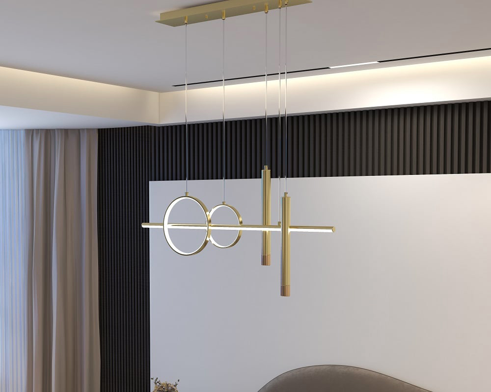HMR Geometric Kitchen Island Light Metal Pendant Light - Gold