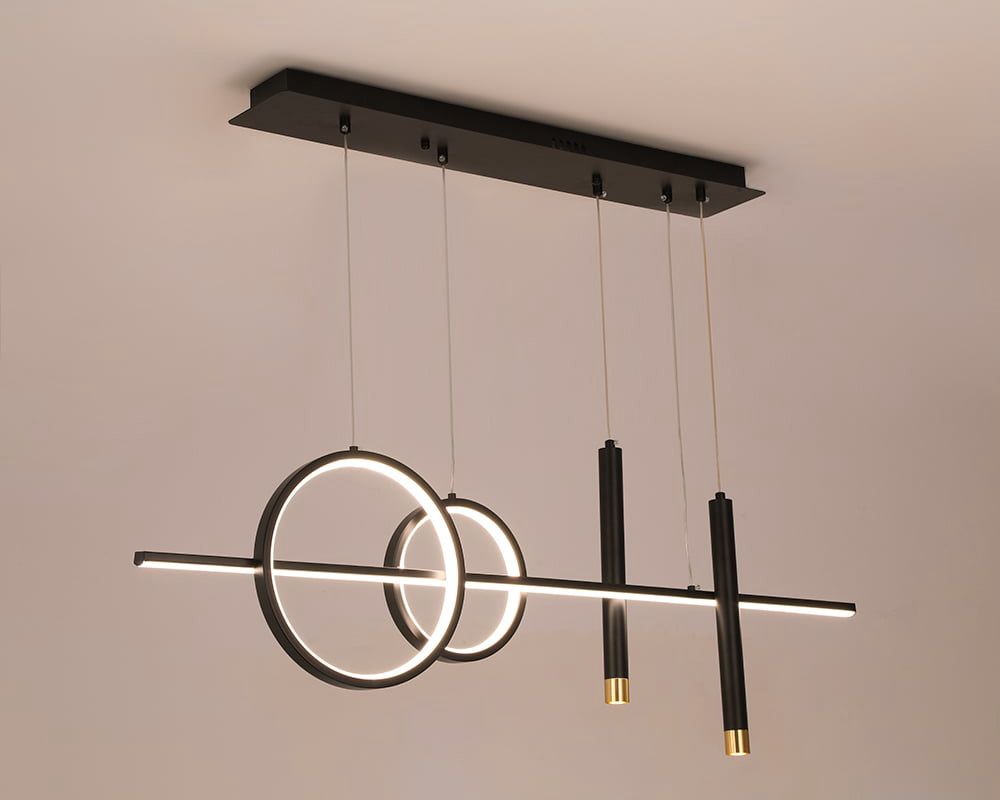 HMR Geometric Kitchen Island Light Metal Pendant Light - Black