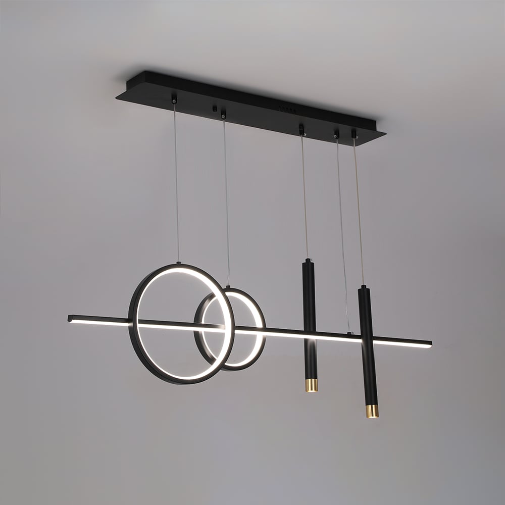HMR Geometric Kitchen Island Light Metal Pendant Light - Black