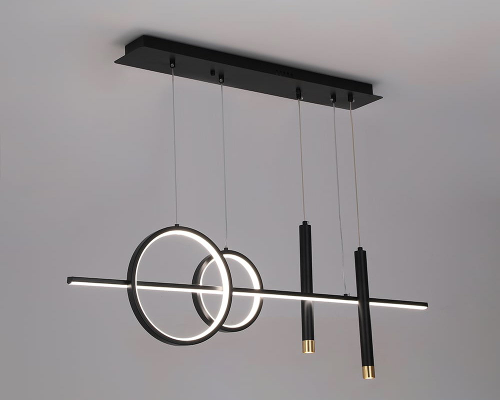 HMR Geometric Kitchen Island Light Metal Pendant Light - Black