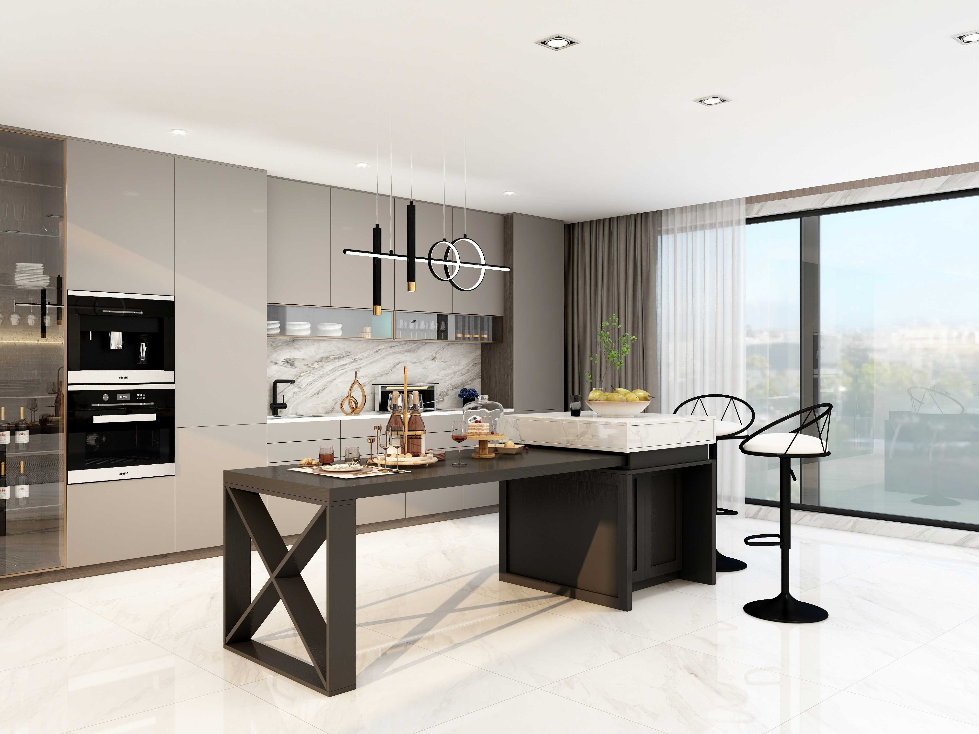 HMR Geometric Kitchen Island Light Metal Pendant Light - Black