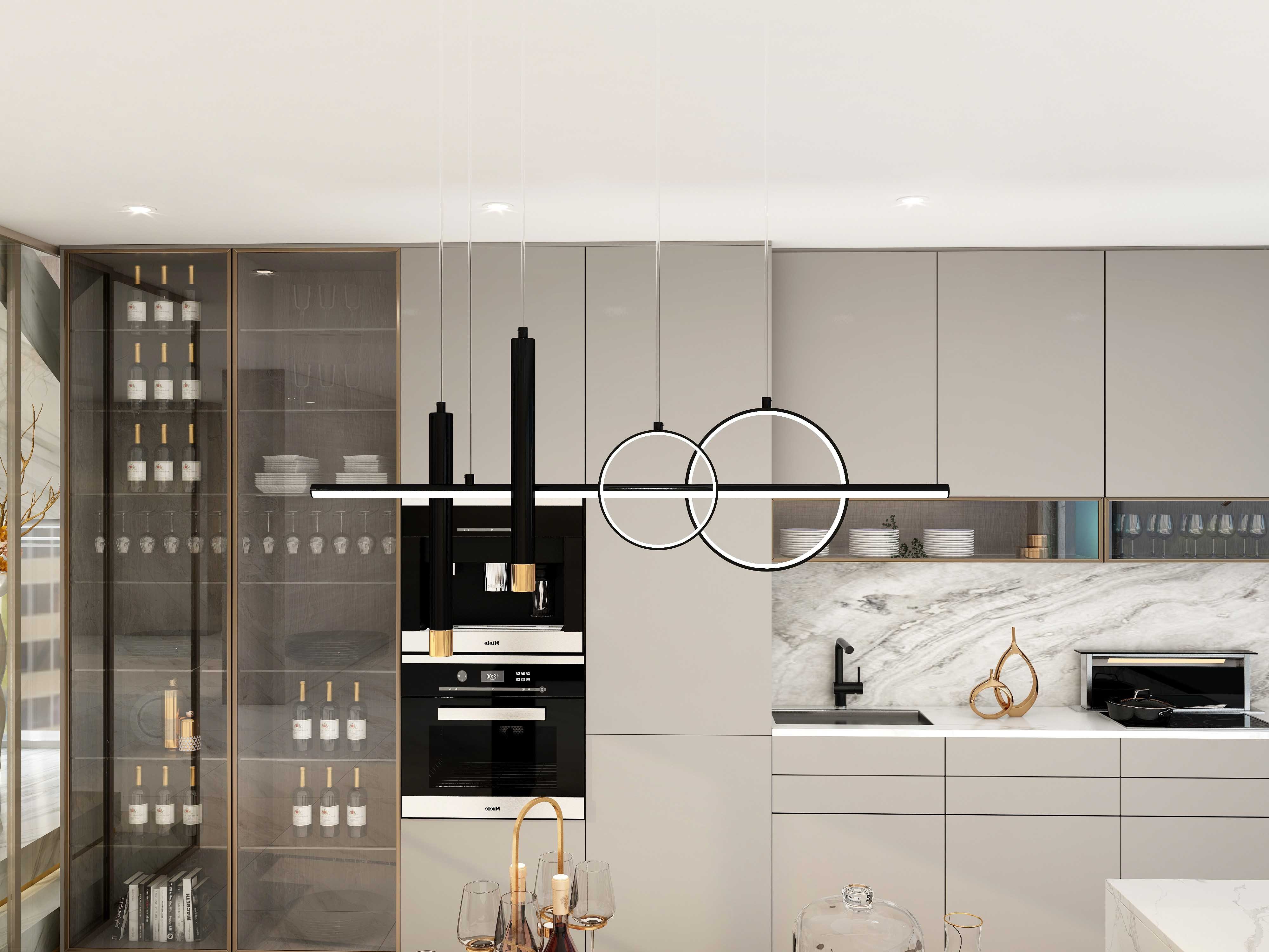 HMR Geometric Kitchen Island Light Metal Pendant Light - Black