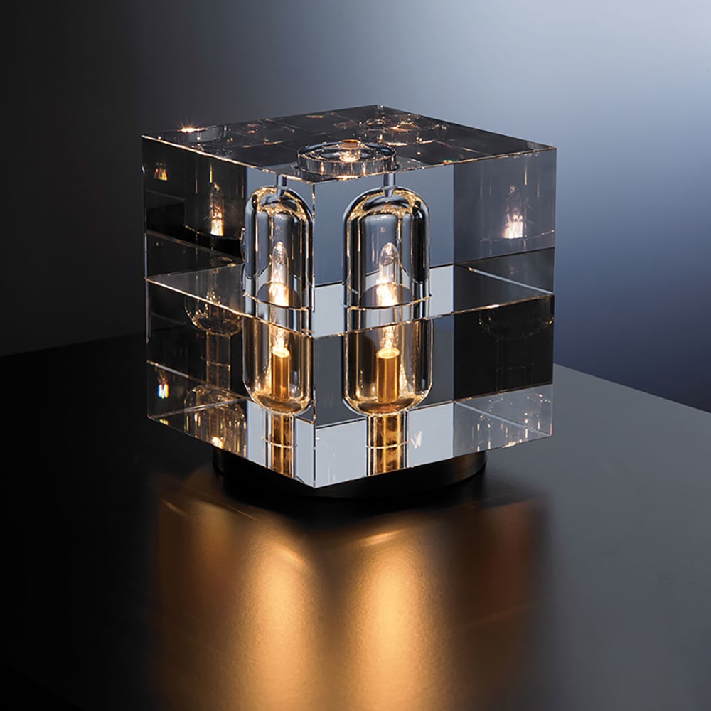 HMR - Postmodern Creative Square Crystal Glass Table Lamp 1 Light On / Off Switch