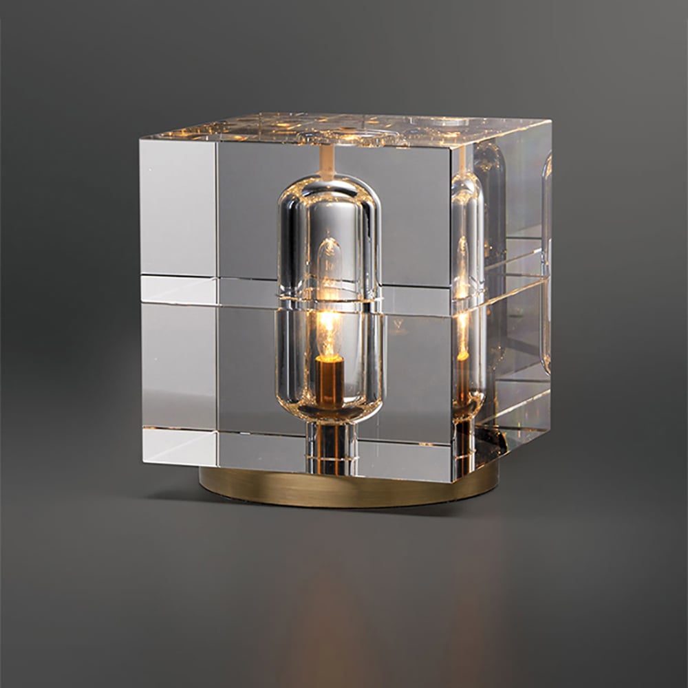 HMR - Postmodern Creative Square Crystal Glass Table Lamp 1 Light On / Off Switch