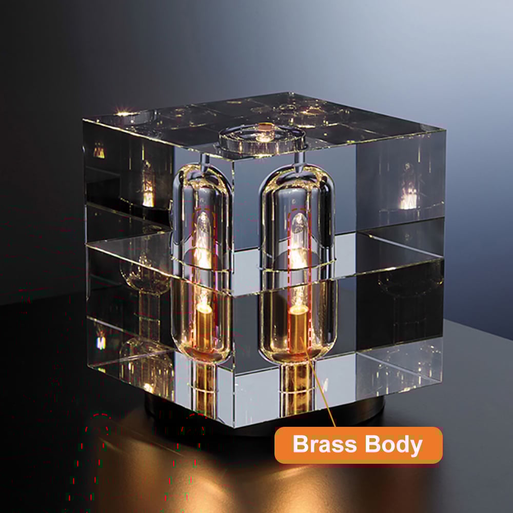 HMR - Postmodern Creative Square Crystal Glass Table Lamp 1 Light On / Off Switch