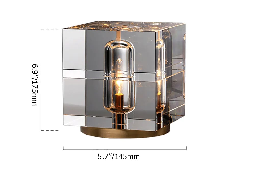 HMR - Postmodern Creative Square Crystal Glass Table Lamp 1 Light On / Off Switch