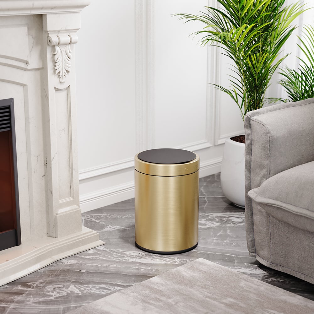 HMR - Automatic Touchless Sensor Stainless Steel Gold Trash Can 2.38 Gallon