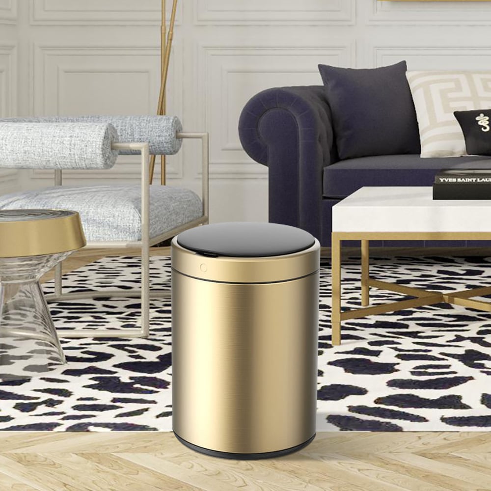 HMR - Automatic Touchless Sensor Stainless Steel Gold Trash Can 2.38 Gallon