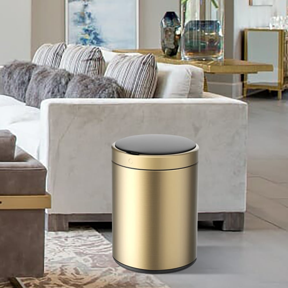 HMR - Automatic Touchless Sensor Stainless Steel Gold Trash Can 2.38 Gallon