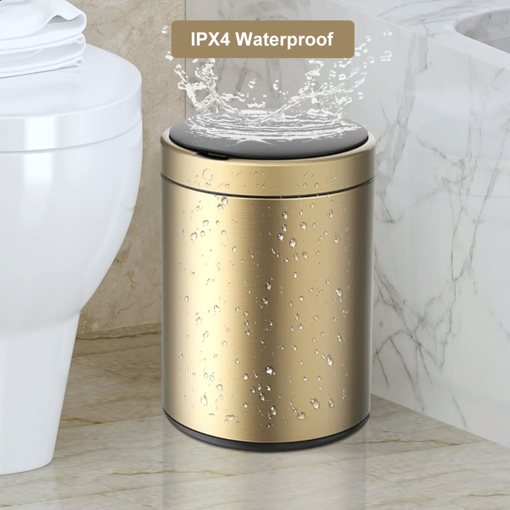 HMR - Automatic Touchless Sensor Stainless Steel Gold Trash Can 2.38 Gallon