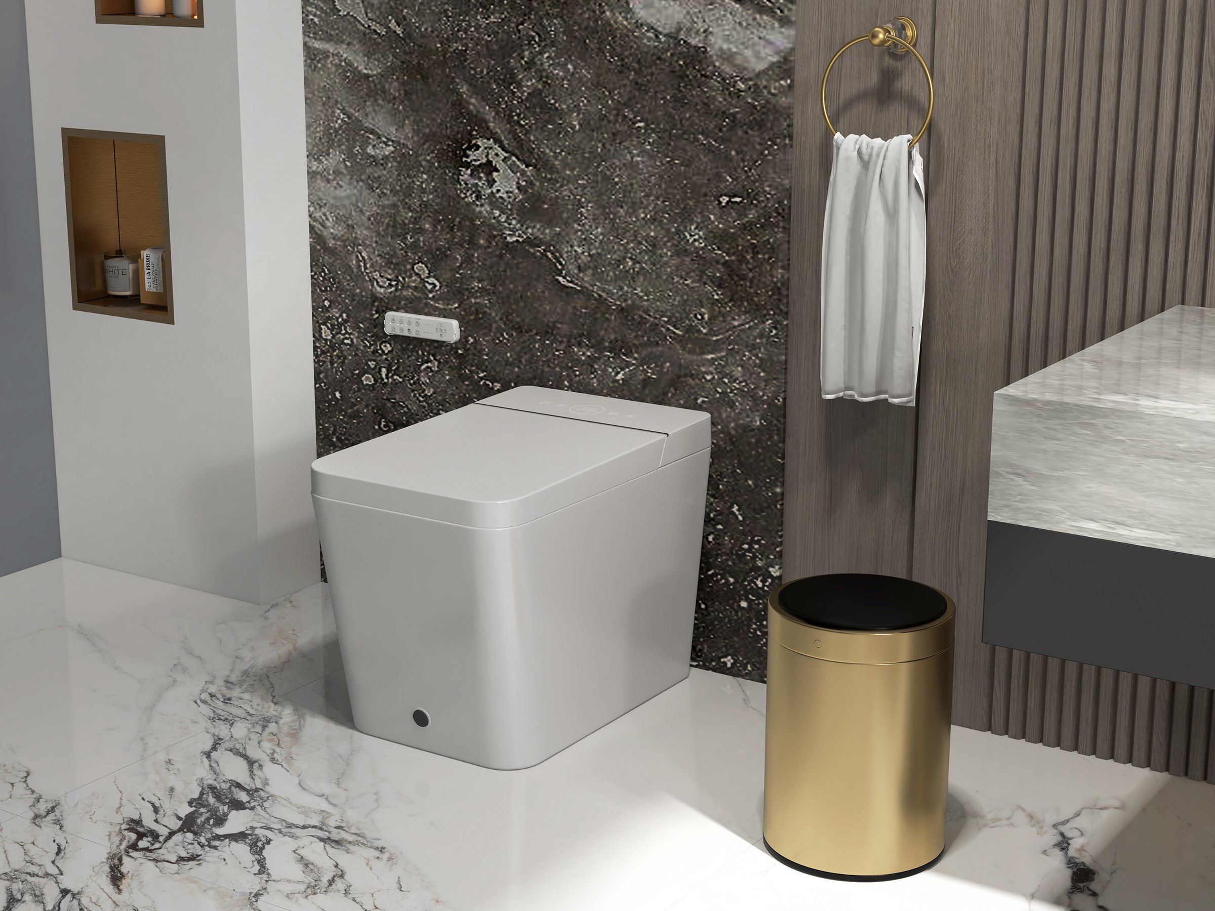 HMR - Automatic Touchless Sensor Stainless Steel Gold Trash Can 2.38 Gallon