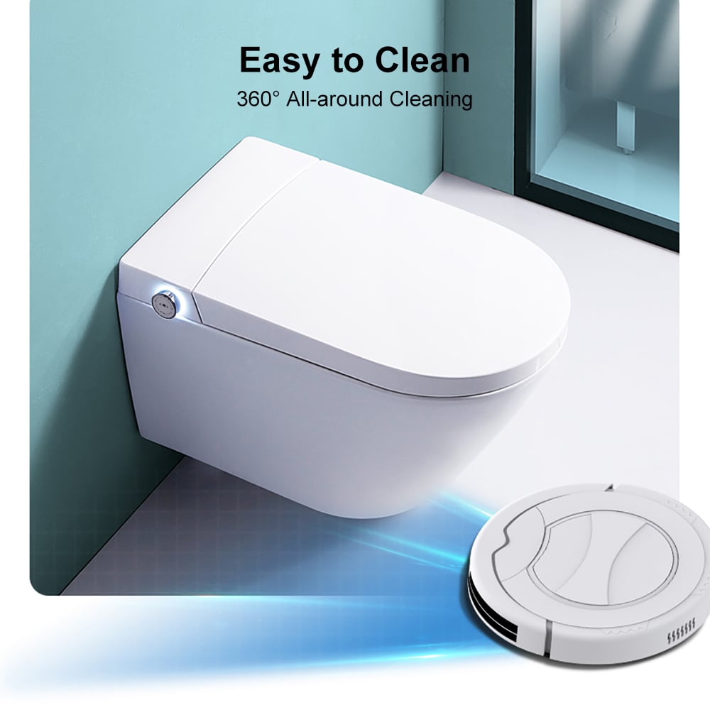 HMR Automatic Wall-Mounted Smart Bidet Toilet with In-Wall Tank - White