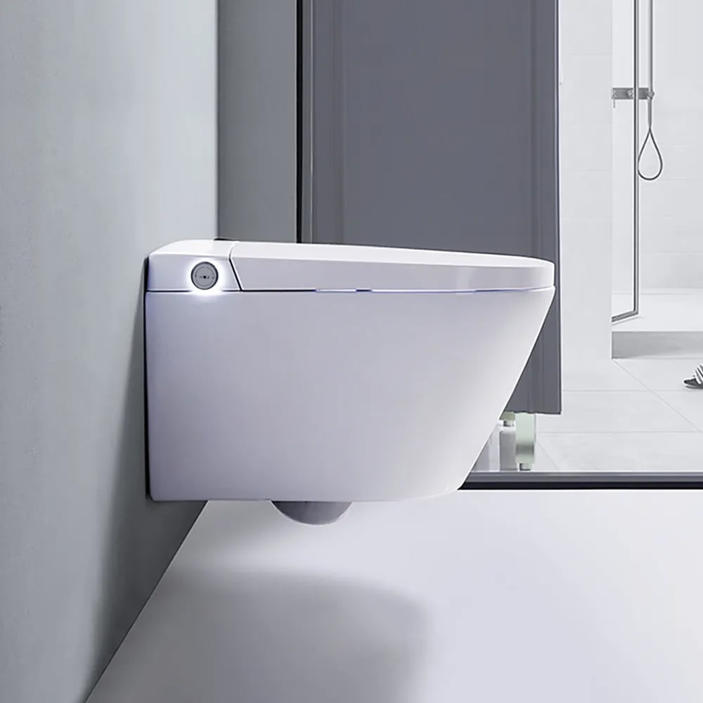HMR Automatic Wall-Mounted Smart Bidet Toilet with In-Wall Tank - White