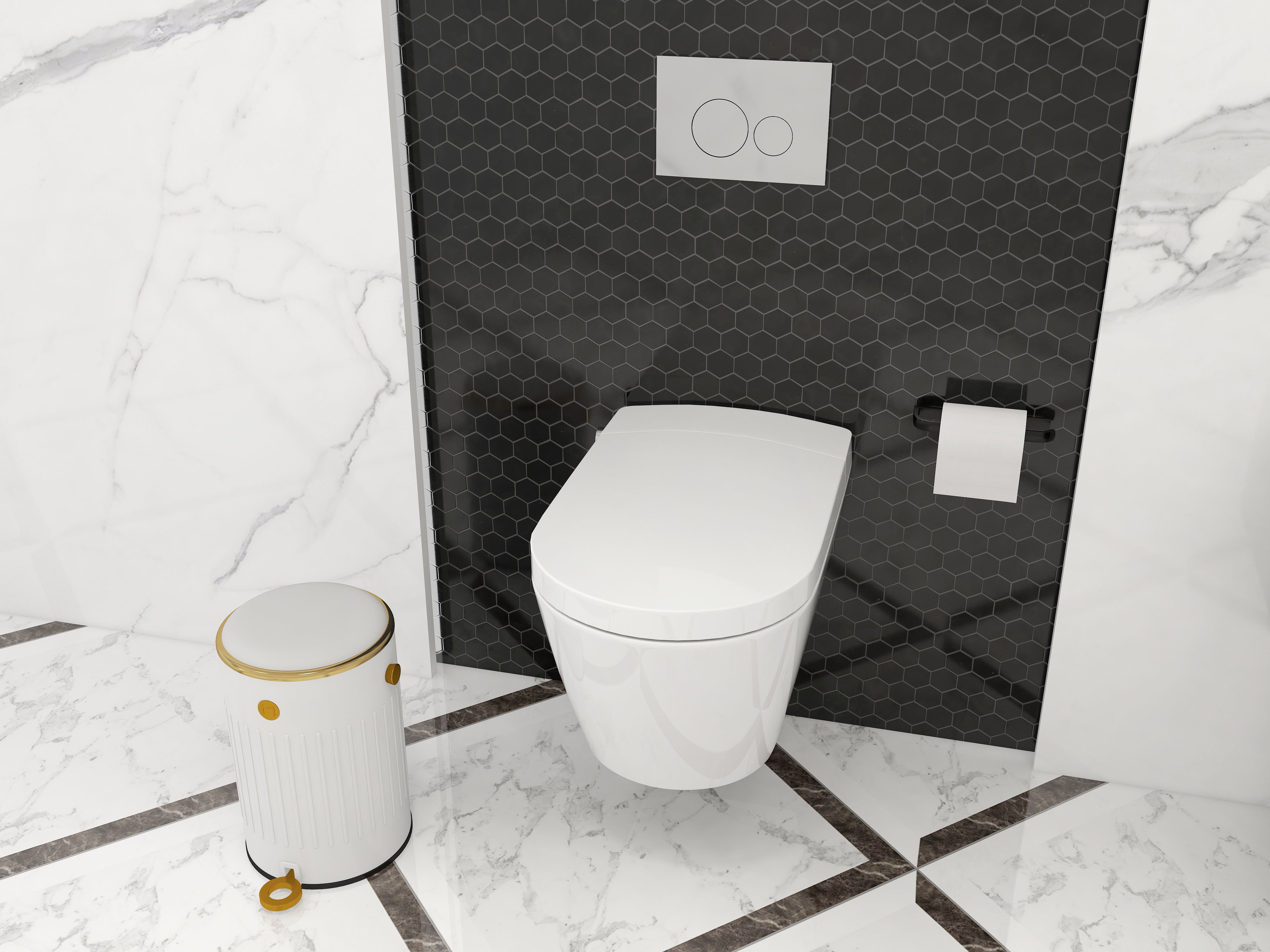 HMR Automatic Wall-Mounted Smart Bidet Toilet with In-Wall Tank - White