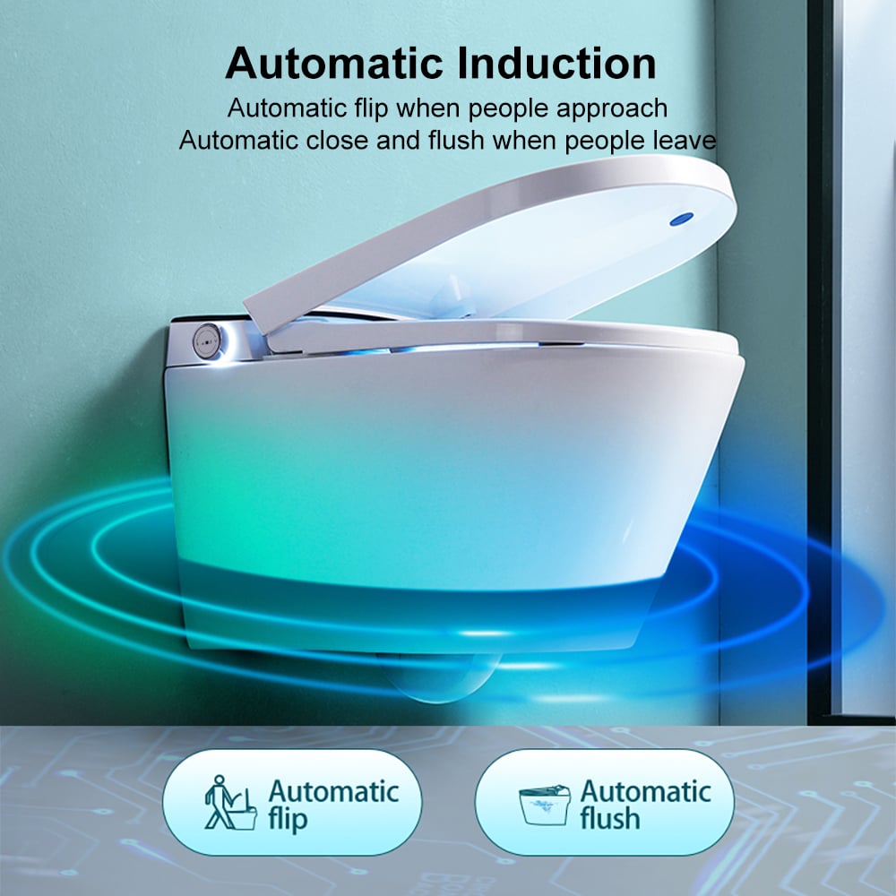 HMR - Automatic Wall-Mounted Smart Bidet Toilet with In-Wall Tank