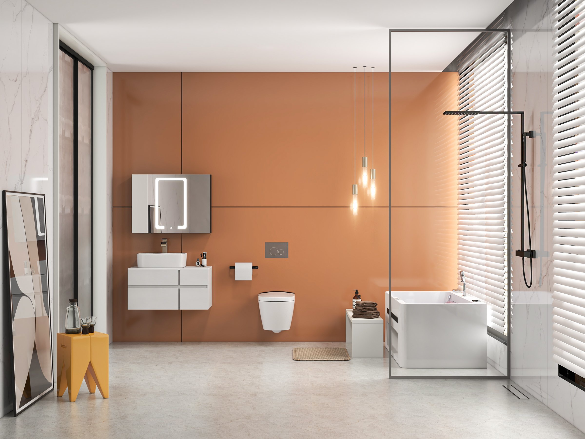 HMR - Automatic Wall-Mounted Smart Bidet Toilet with In-Wall Tank