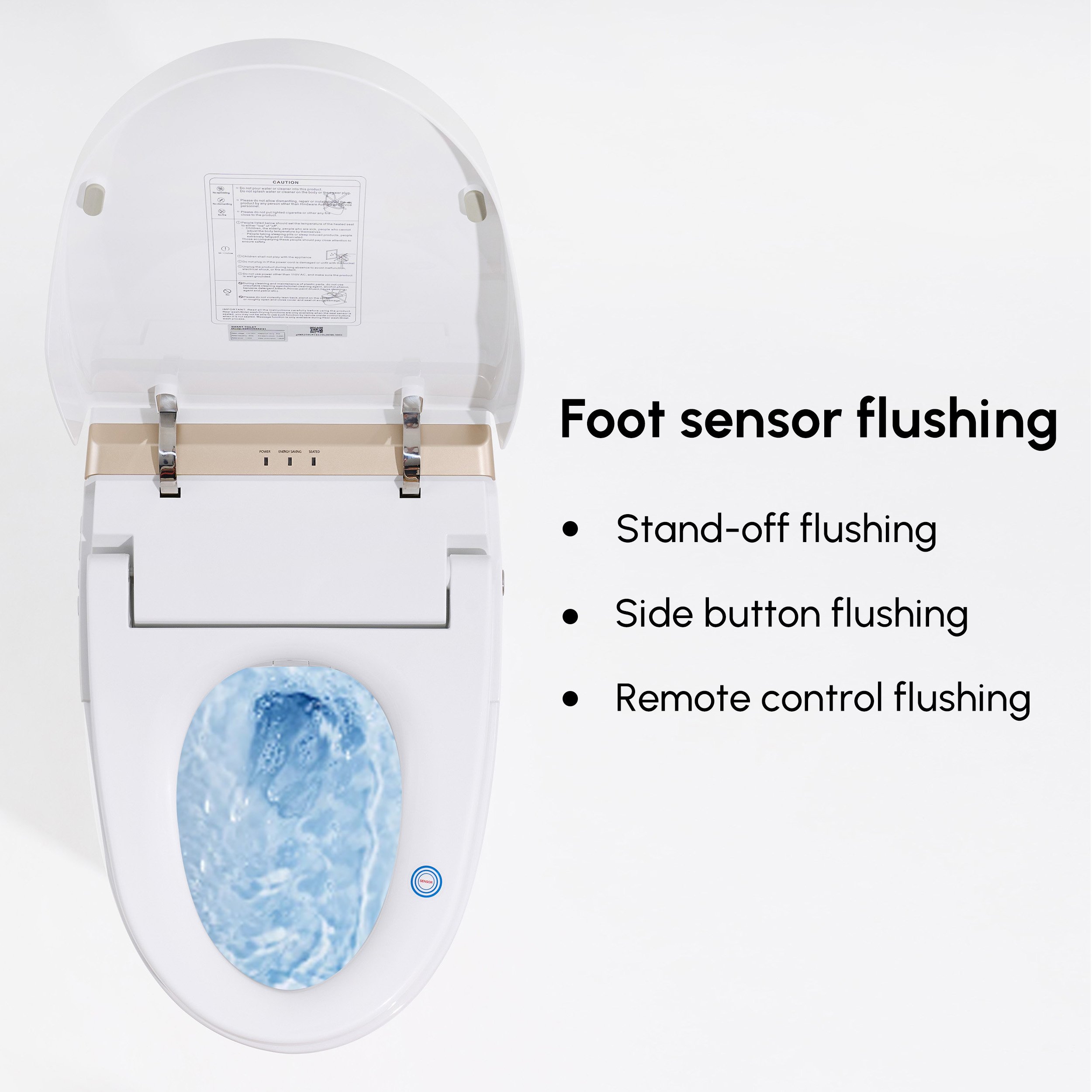 HMR Automatic Smart Bidet Toilet with Deodorizing Function 1.28 GPF - White & Gold