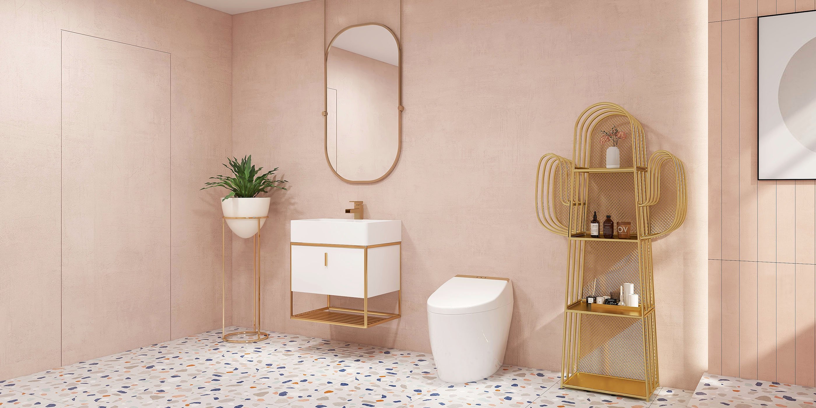 HMR Automatic Smart Bidet Toilet with Deodorizing Function 1.28 GPF - White & Gold