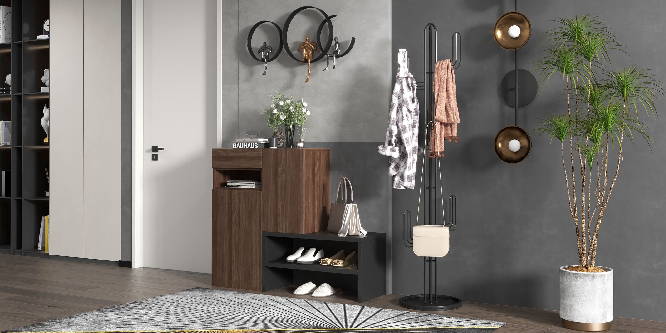 HMR - Fero Corner Shoe Storage Cabinet with 7 Shelves & 1 Drawer Entryway Shoe Storage