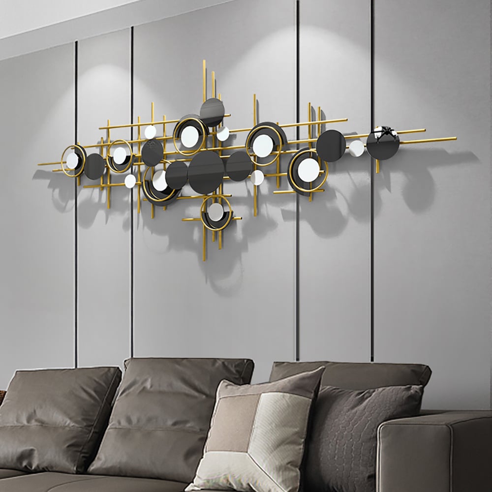 HMR - Modern Abstract Metal Wall Decor with Geometric Overlapping Design