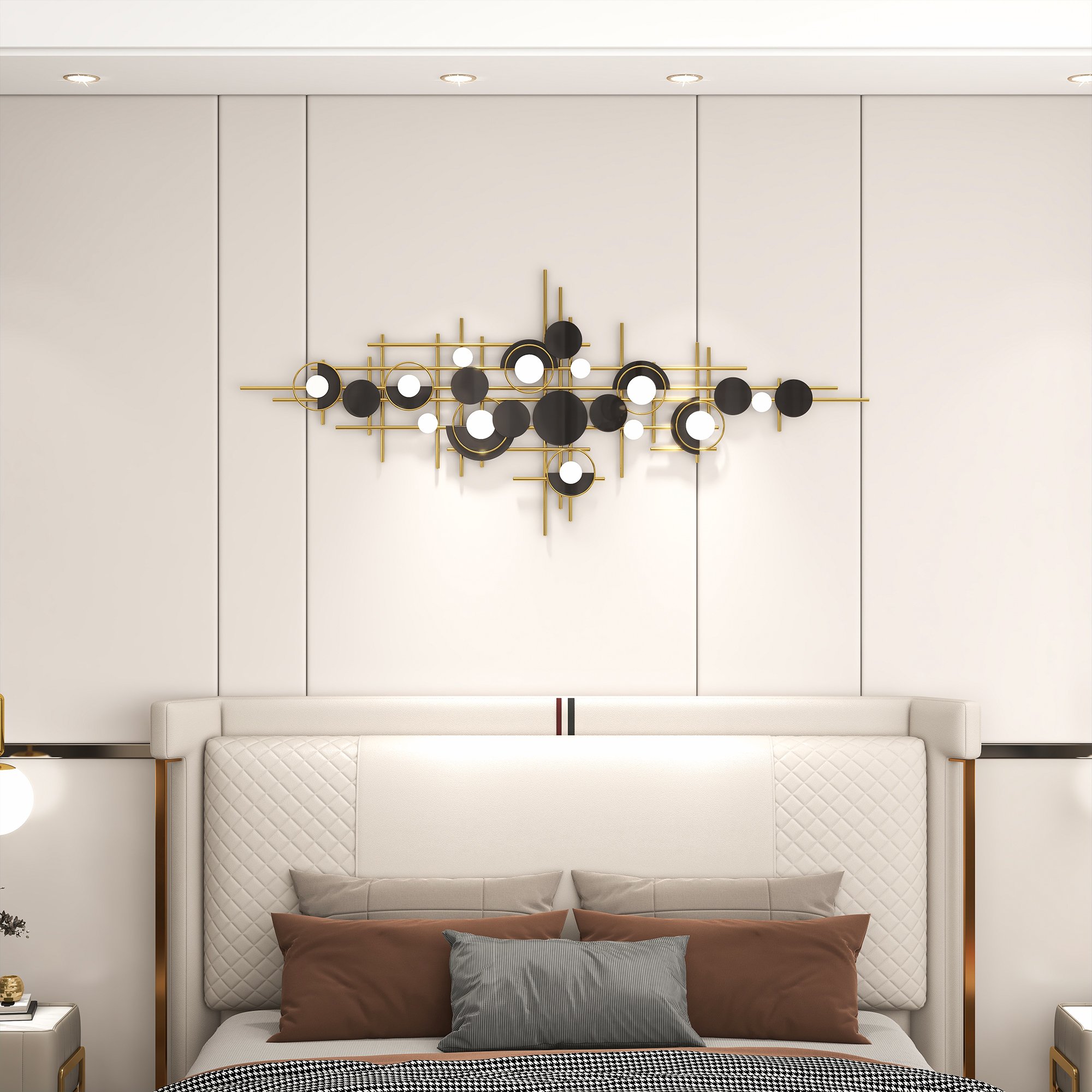 HMR - Modern Abstract Metal Wall Decor with Geometric Overlapping Design
