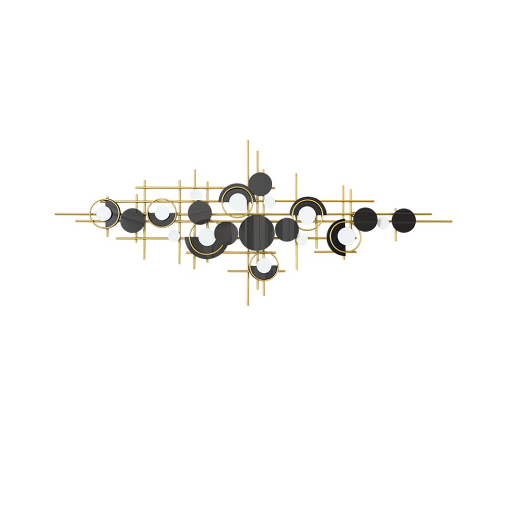HMR - Modern Abstract Metal Wall Decor with Geometric Overlapping Design